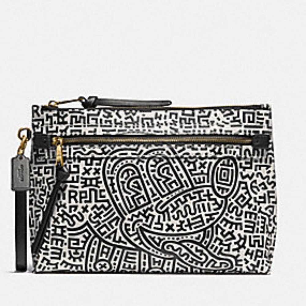 🐭🐭 NWT COACH Disney Mickey Mouse X Keith Haring Academy Pouch 🐭🐭